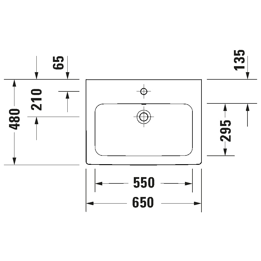Duravit 23996500002 - Væghængt håndvask D-CODE 65x48 cm keramik/blank hvid