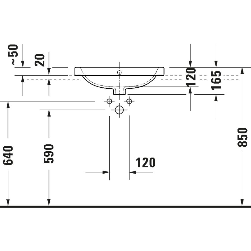Duravit 24025500002 - Væghængt håndvask D-CODE 55x44 cm keramik/blank hvid