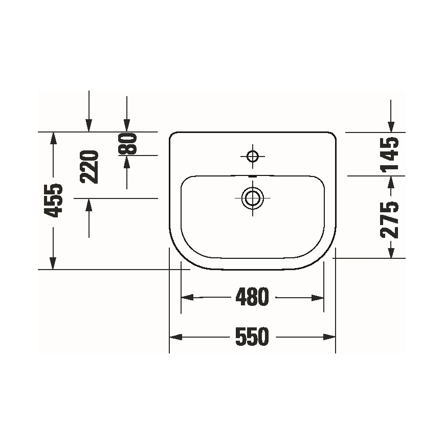 Duravit 24035500002 - Indfældet håndvask D-CODE 55x45,5 cm keramik/højglans hvid