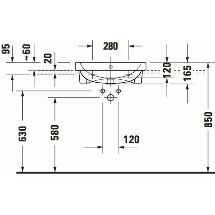 Duravit 24035500002 - Indfældet håndvask D-CODE 55x45,5 cm keramik/højglans hvid