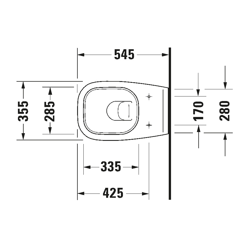 Duravit 25350900002 - Væghængt toilet D-CODE, keramik/blank hvid