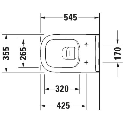 Duravit 25700920002 - Vægophængt Rimless-toilet D-CODE keramik/højglans hvid