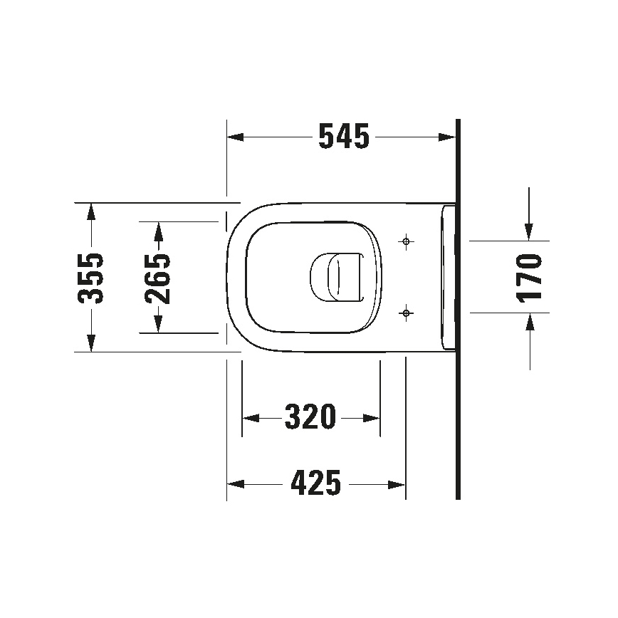 Duravit 25700920002 - Vægophængt Rimless-toilet D-CODE keramik/højglans hvid