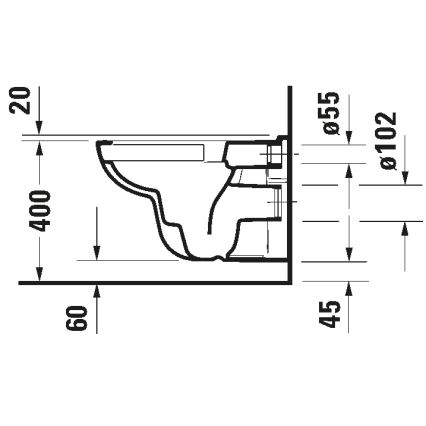 Duravit 25700920002 - Vægophængt Rimless-toilet D-CODE keramik/højglans hvid