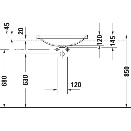 Duravit 358600079 - Nedsænket håndvask D-NEO 60 x 44 cm, keramik/blank hvid