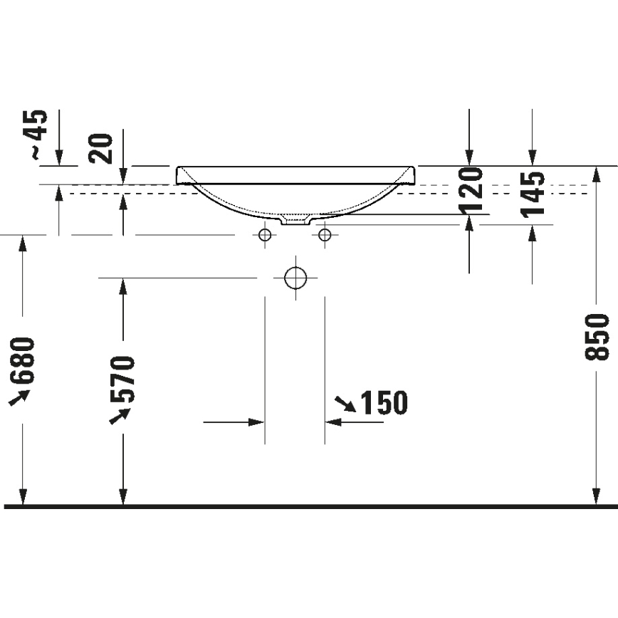Duravit 358600079 - Nedsænket håndvask D-NEO 60 x 44 cm, keramik/blank hvid