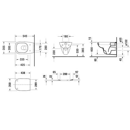 Duravit 45350900A1 - Væghængt WC med SoftClose-toiletsæde D-CODE keramik/blank hvid