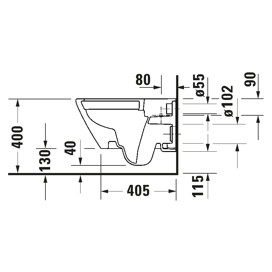 Duravit 49030900B2 - Vægmonteret toilet med toiletsæde D-CODE keramik/højglans hvid