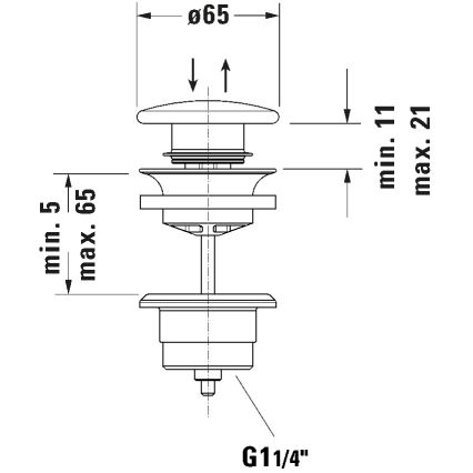 Duravit 50791300 - Bundventil til håndvask PUSH-OPEN Ø 6,5 cm, mat antracit