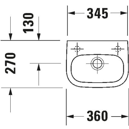 Duravit 7053600082 - Væghængt håndvask D-CODE 36 x 27 cm, keramik, blank hvid