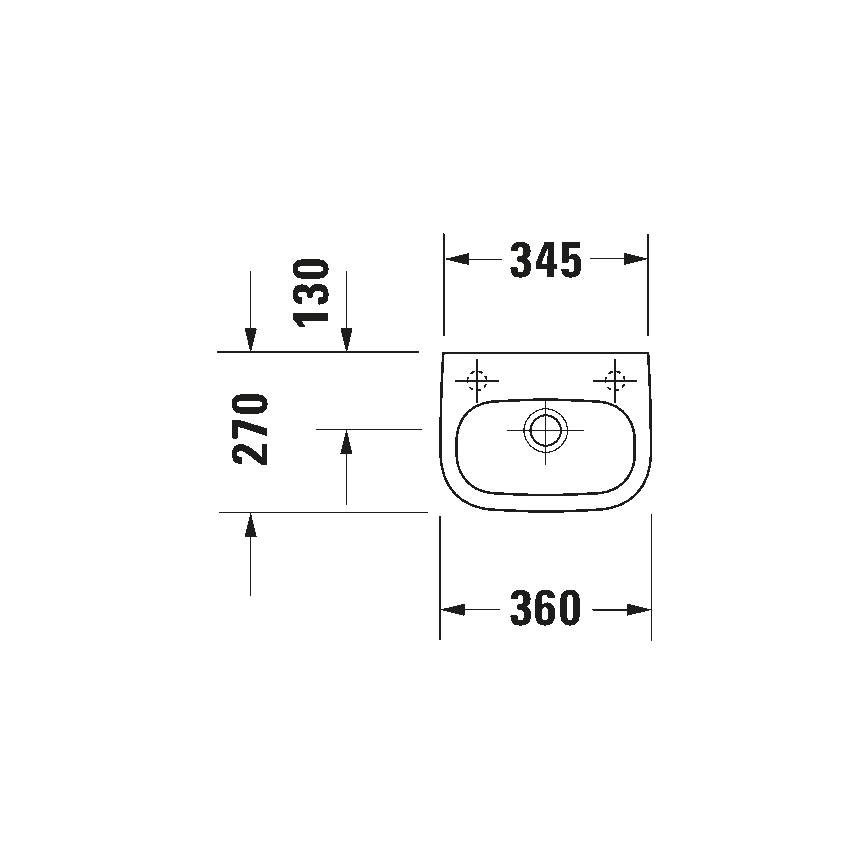 Duravit 7053600082 - Væghængt håndvask D-CODE 36 x 27 cm, keramik, blank hvid