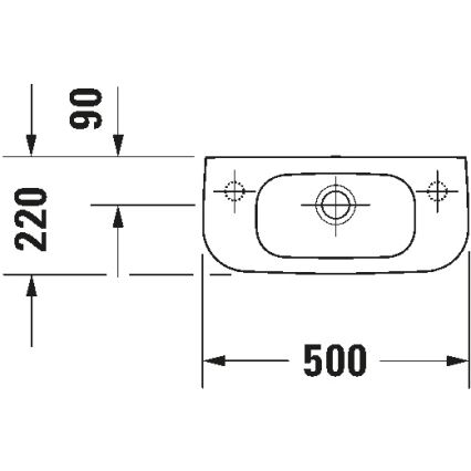 Duravit 7065000092 - Væghængt håndvask D-CODE 50x22 cm, keramik/højglans hvid