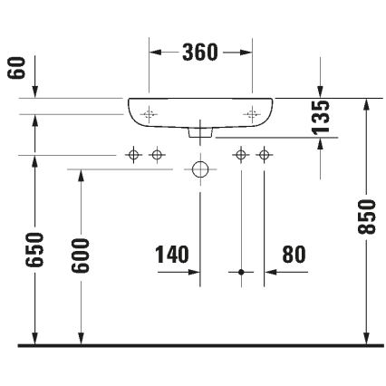 Duravit 7065000092 - Væghængt håndvask D-CODE 50x22 cm, keramik/højglans hvid
