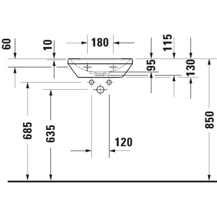 Duravit 738450041 - Væghængt håndvask D-NEO 45 x 33,5 cm keramik/højglans hvid