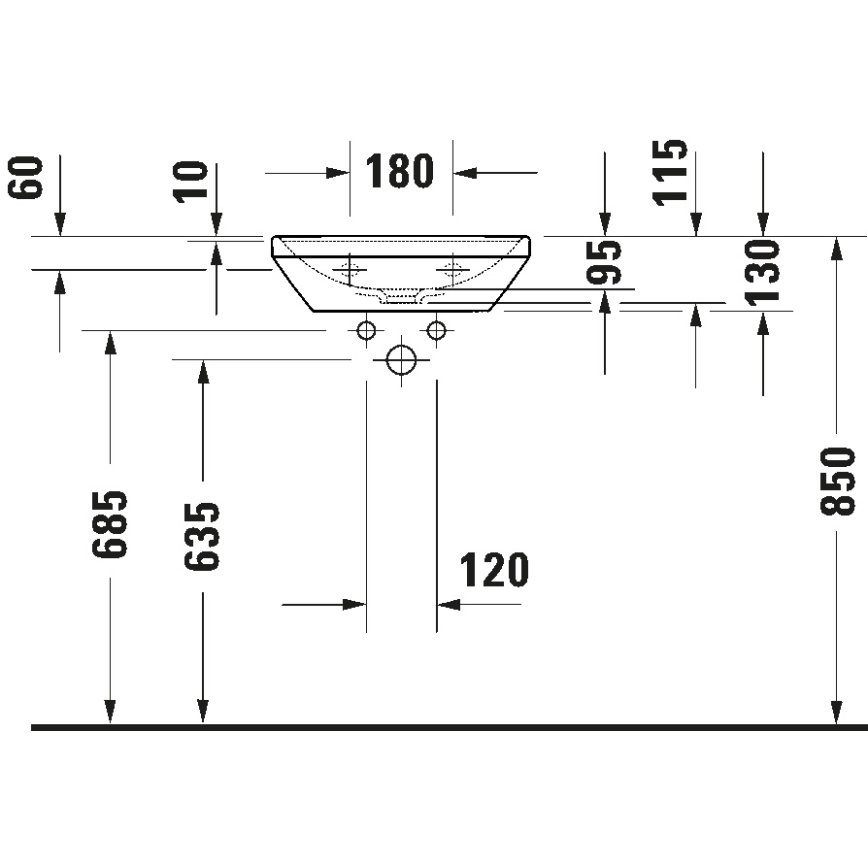 Duravit 738450041 - Væghængt håndvask D-NEO 45 x 33,5 cm keramik/højglans hvid