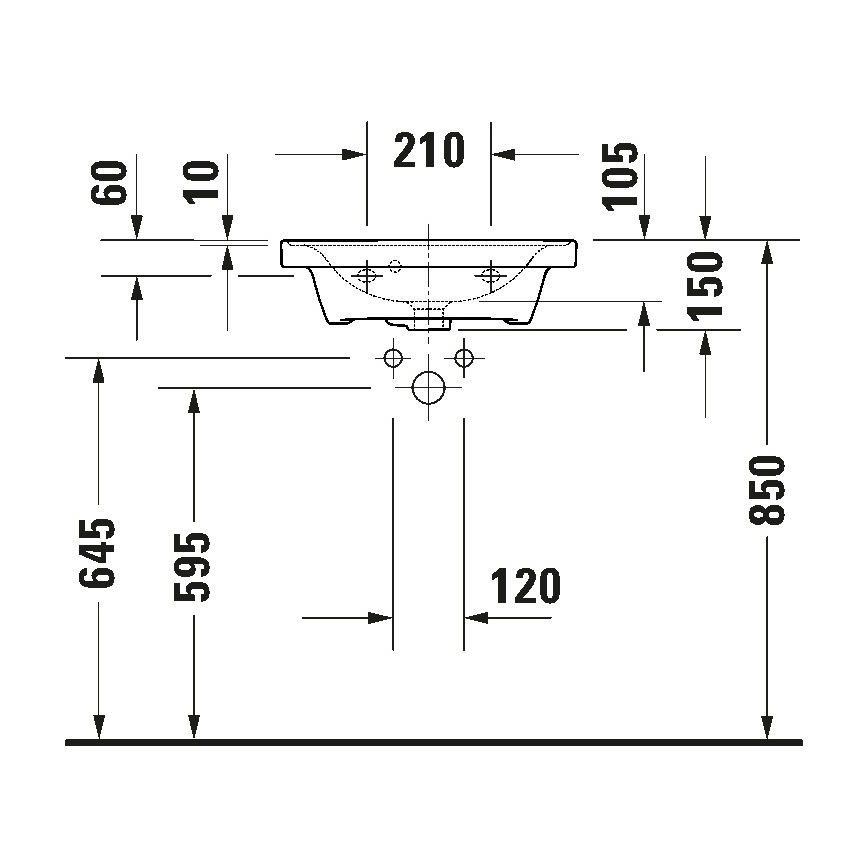 Duravit 742500060 - Væghængt håndvask D-NEO 50 x 40 cm, keramisk, højglans hvid