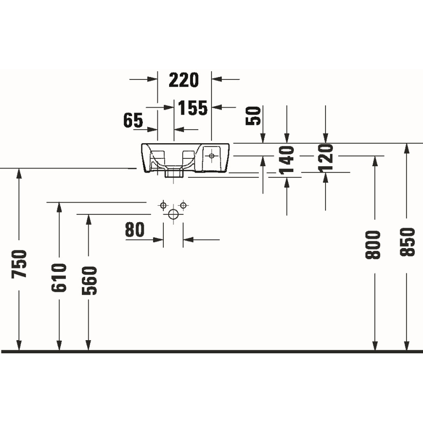 Duravit 7453600412 - Væghængt håndvask D-NEO 36x22 cm keramik/højglans hvid