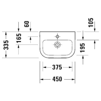 Duravit 7484500002 - Vægmonteret håndvask D-CODE 45x33,5 cm keramik/blank hvid