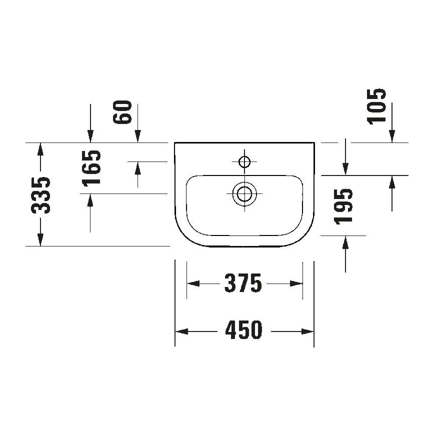 Duravit 7484500002 - Vægmonteret håndvask D-CODE 45x33,5 cm keramik/blank hvid