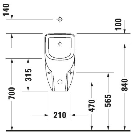 Duravit 828300000 - Urinal Rimless D-CODE med topindløb, bagudafløb, keramik/højglans hvid