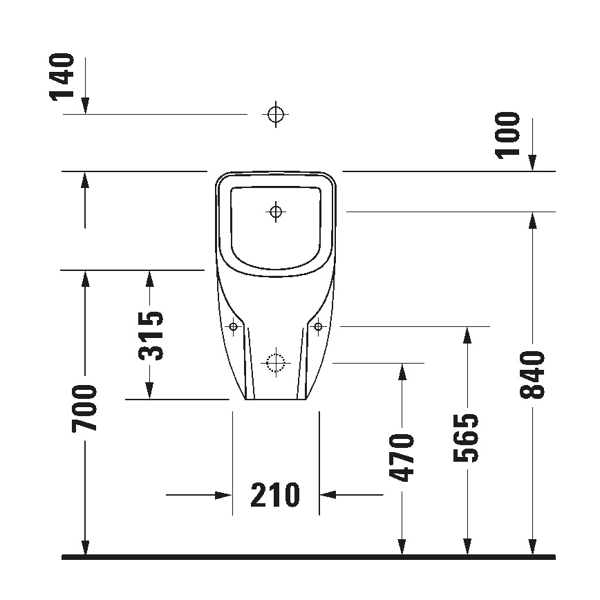 Duravit 828300000 - Urinal Rimless D-CODE med topindløb, bagudafløb, keramik/højglans hvid