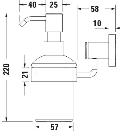 Duravit 99161000 - Væghængt sæbedispenser D-CODE 390 ml matteret glas/blank krom