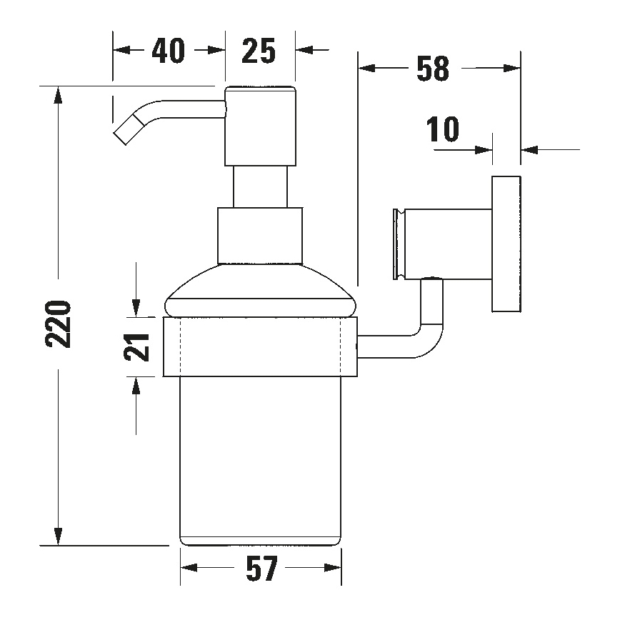 Duravit 99164600 - Væghængt sæbedispenser D-CODE 390 ml, frostet glas/mat sort