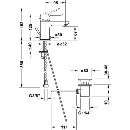 Duravit DC1013001046 - Håndvaskarmatur + bundventil D-CODE mat sort