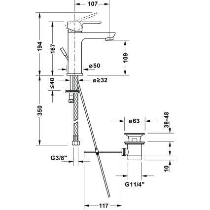 Duravit DC1023001010 - Håndvaskarmatur med bundventil D-CODE, højglans krom