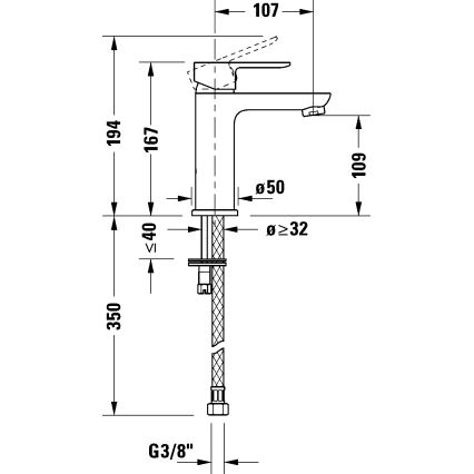 Duravit DC1023002010 - Håndvaskarmatur D-CODE, blank krom