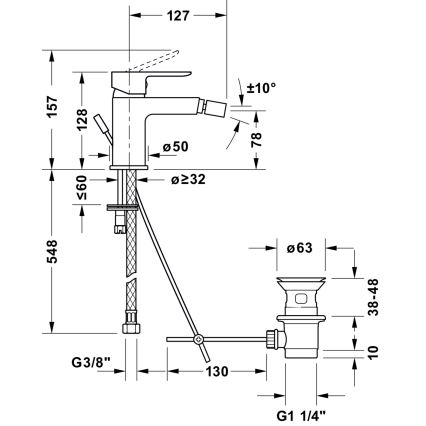 Duravit DC2400011046 - Bidetarmatur D-CODE mat sort