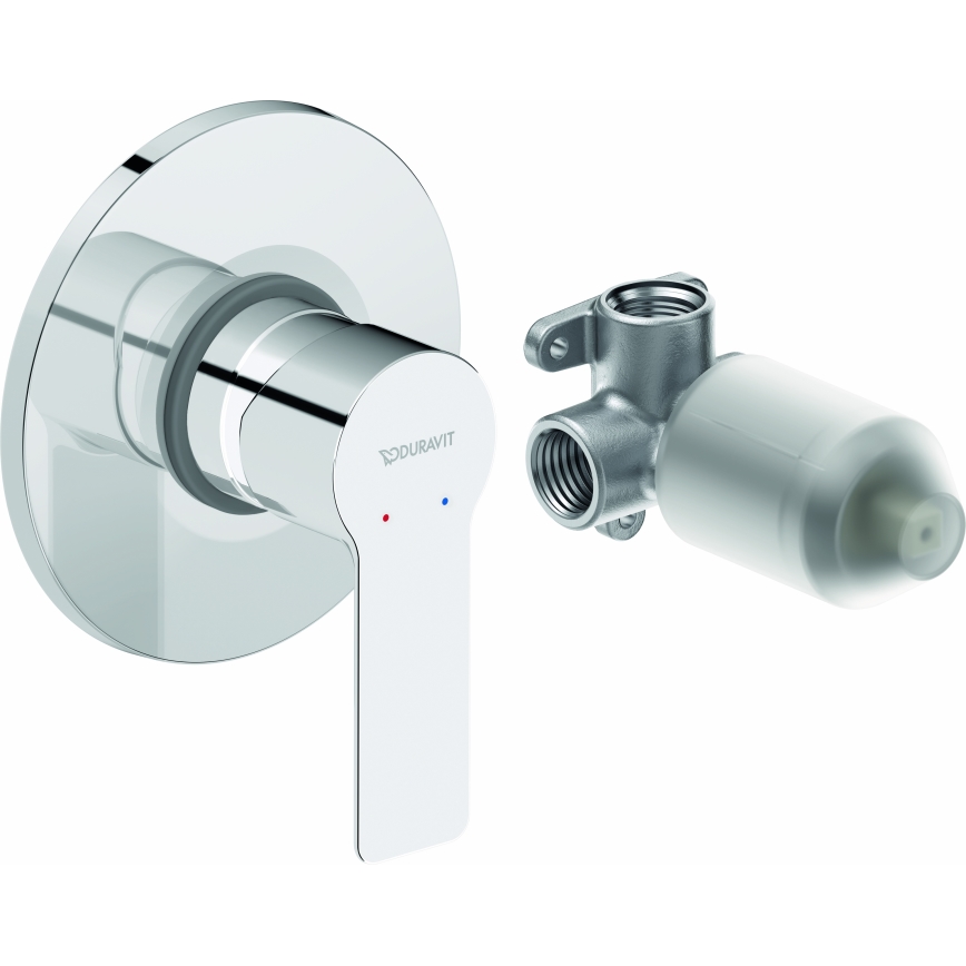 Duravit DC4210007010 - Bruserbatteri til indbygget installation D-CODE, blank krom