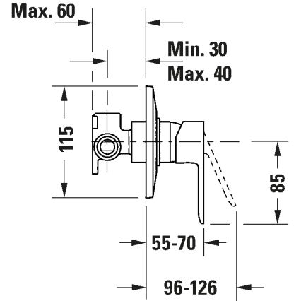 Duravit DC4210007010 - Bruserbatteri til indbygget installation D-CODE, blank krom