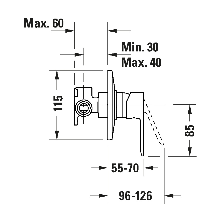 Duravit DC4210007010 - Bruserbatteri til indbygget installation D-CODE, blank krom