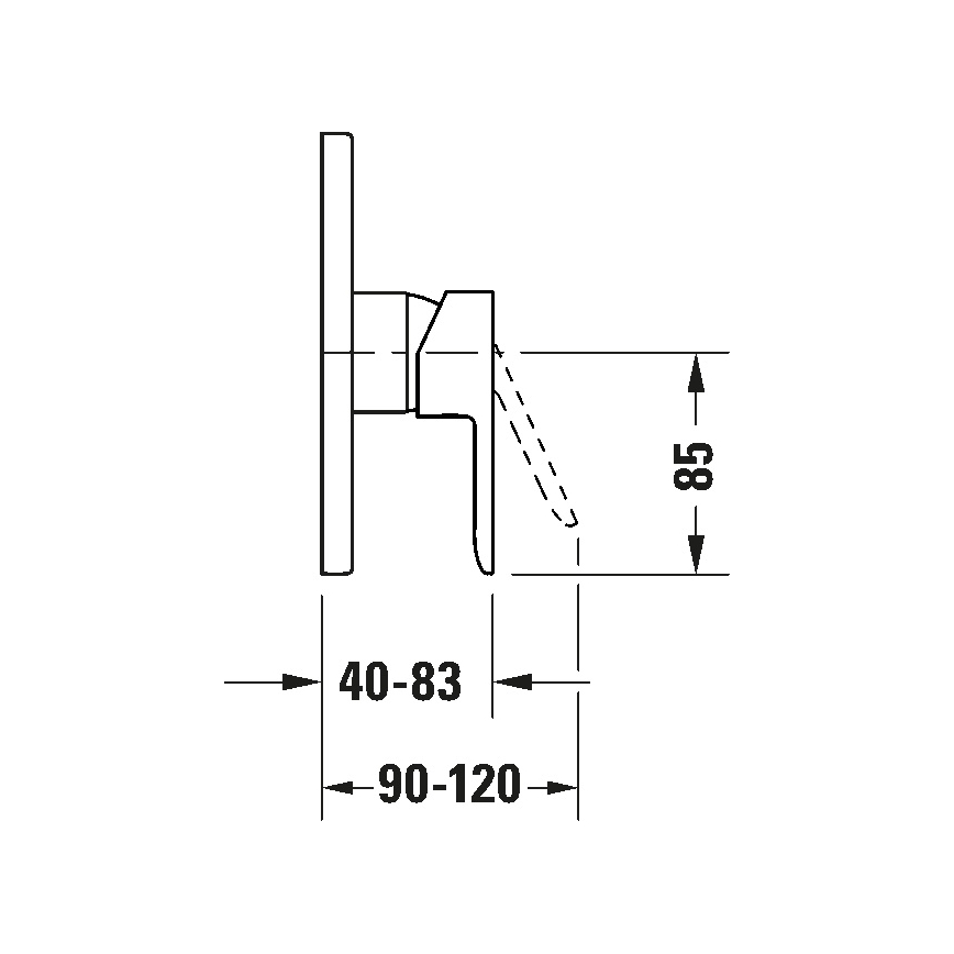 Duravit DC4210010046 - Brusebatteri til indbygning D-CODE mat sort