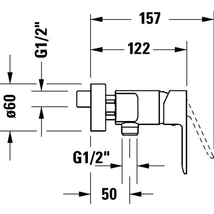 Duravit DC4230001046 - D-CODE brusebatteri i mat sort