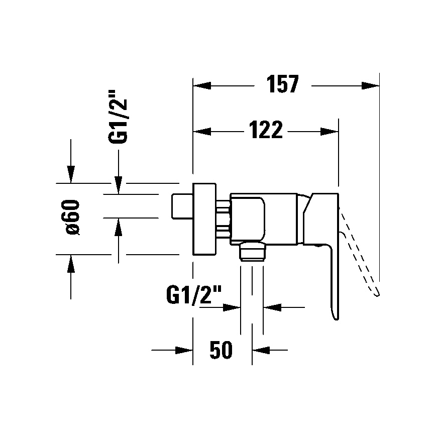 Duravit DC4230001046 - D-CODE brusebatteri i mat sort