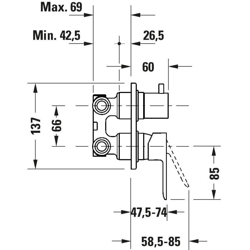 Duravit DC5210008046 - Brusebatteri til indbygning D-CODE, mat sort