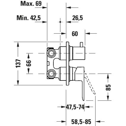 Duravit DC5210008046 - Brusebatteri til indbygget installation D-CODE mat sort