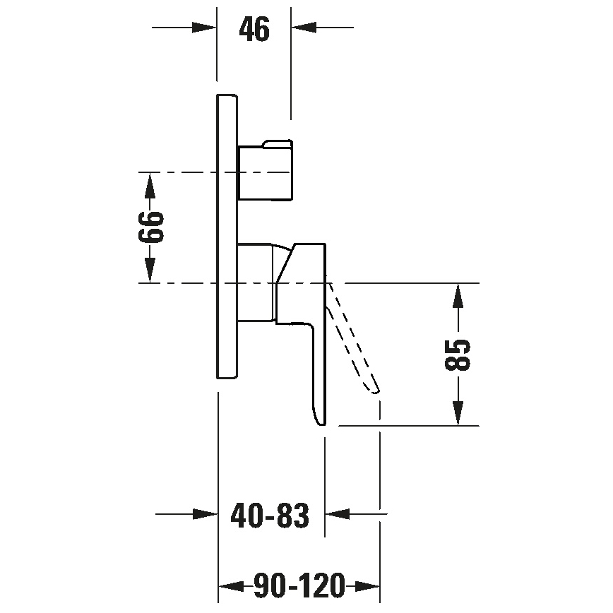 Duravit DC5210012046 - D-CODE badekararmatur til indbygning, mat sort