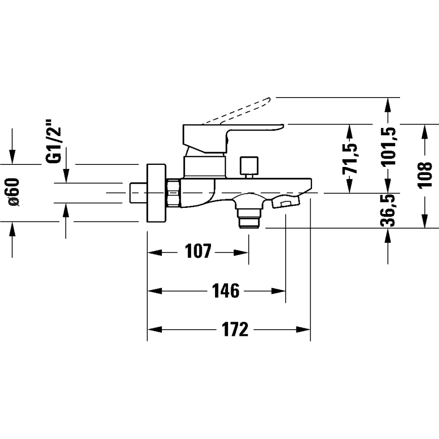 Duravit DC5230001010 - D-CODE badekararmatur i blank krom