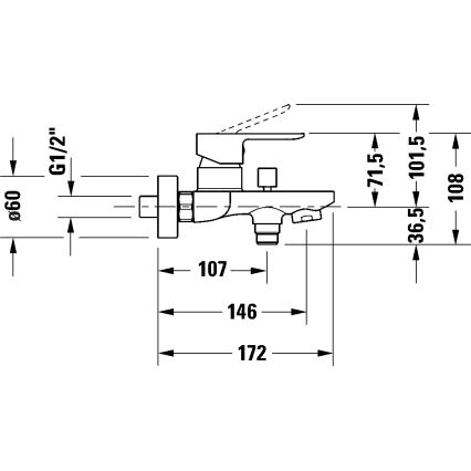 Duravit DC5230001046 - D-CODE badekararmatur i mat sort
