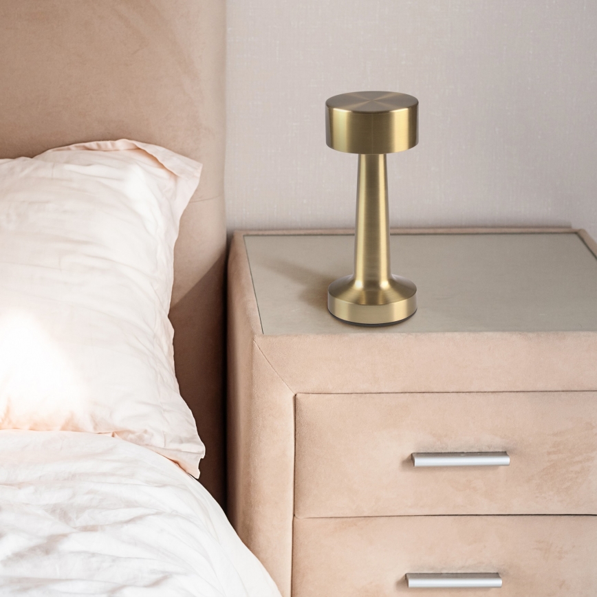 Dæmpbar, berøringsstyret LED-bordlampe SIMPLY — 5V, 2700/4000/6500K, 800 mAh, guld