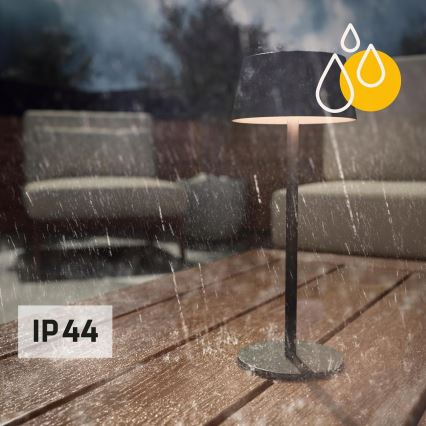 Dæmpbar berøringsbetjent solcellelampe LED/3W/5V USB 1800 mAh IP44 sort