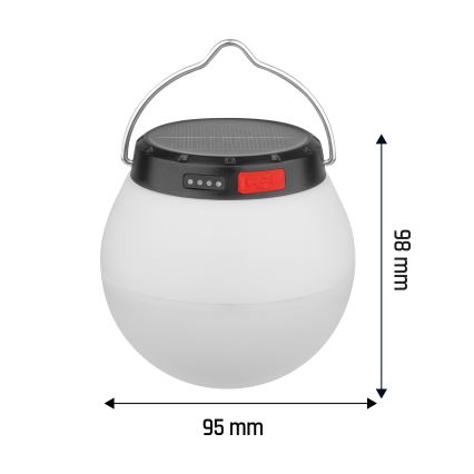 Dæmpbar bærbar solopladelig LED-lampe LUMINA ORB LED/5V 800 mAh