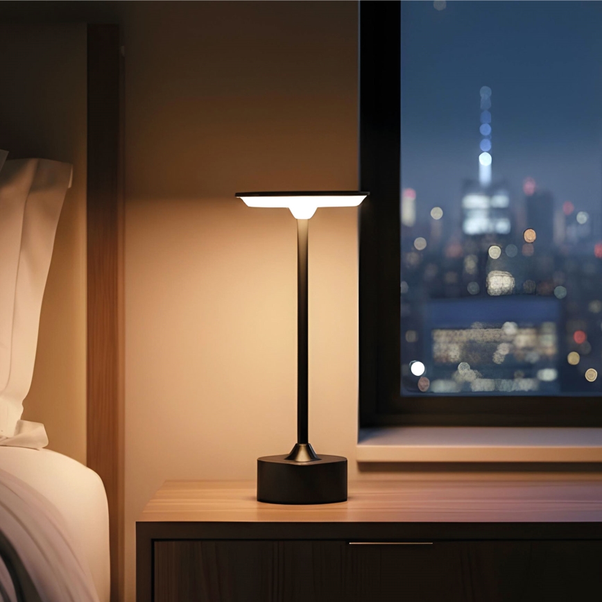 LED dæmpbar genopladelig bordlampe NEW YORK LED/1,8W/5V 2700K/4000K/6500K 1200 mAh sort