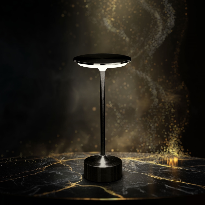 LED dæmpbar genopladelig bordlampe NEW YORK LED/1,8W/5V 2700K/4000K/6500K 1200 mAh sort