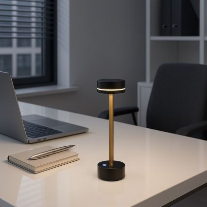 Dæmpbar genopladelig LED-bordlampe SAM LED/5W/5V 3600 mAh sort/guld