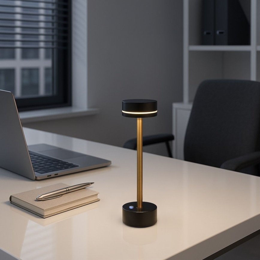 Dæmpbar genopladelig LED-bordlampe SAM LED/5W/5V 3600 mAh sort/guld