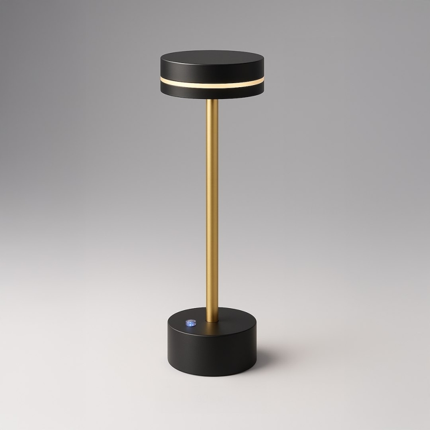 Dæmpbar genopladelig LED-bordlampe SAM LED/5W/5V 3600 mAh sort/guld